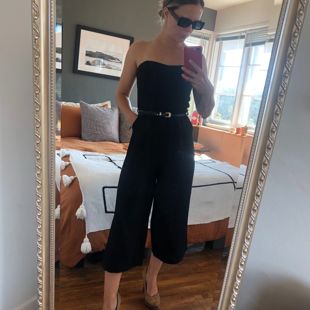 Chic, Black Formal Belted Jumpsuit